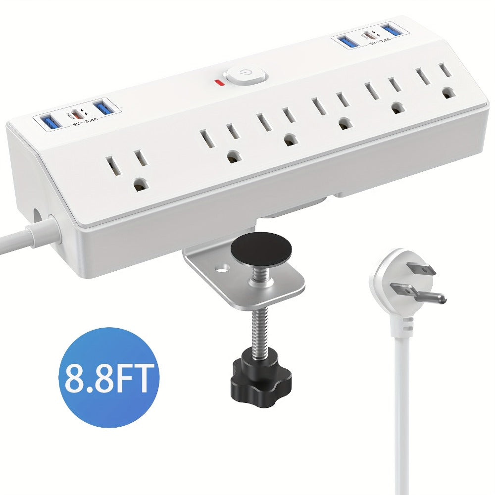 Desk Clamp Power Strip 12-in-1 Surge Protector with 6 Outlets 4 USB-A 2 USB-C PD 20W 40W Fast Charging Desktop Mount Flat Plug for Home Office Tabletop - product image 10