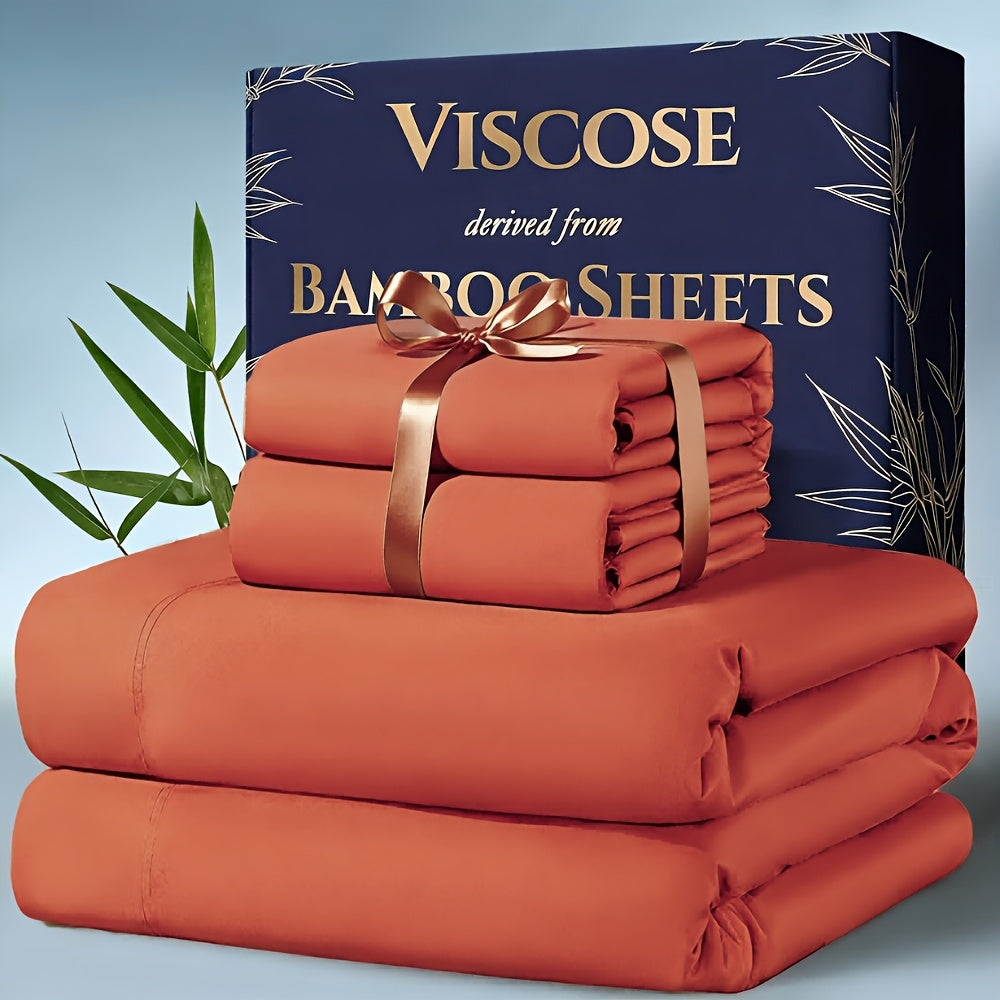 4 pcs Bamboo Cooling Bedding - Extra Deep Pocket Breathable and Cooling - Suitable for Hot Sleepers and Sweats, Children Pillowcases, Flat Sheet and Fitted - product image 18