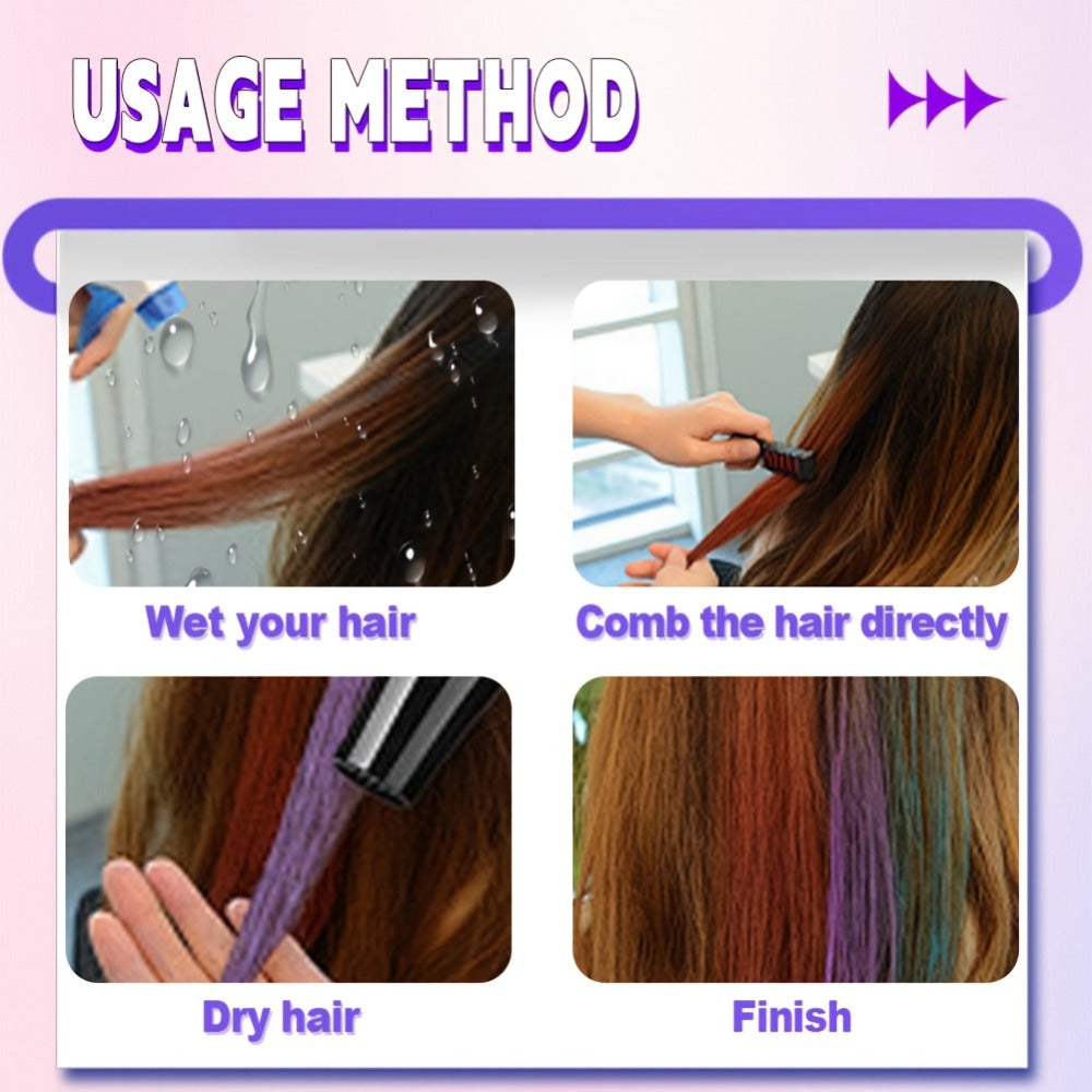 Temporary Hair Chalk Comb Set 14 Colors — Washable Hair Color Sticks with Plant-Based Squalane & Glycerin, Vibrant Streaks for Parties, Halloween, Festivals & Cosplay, Safe for All - product image 2