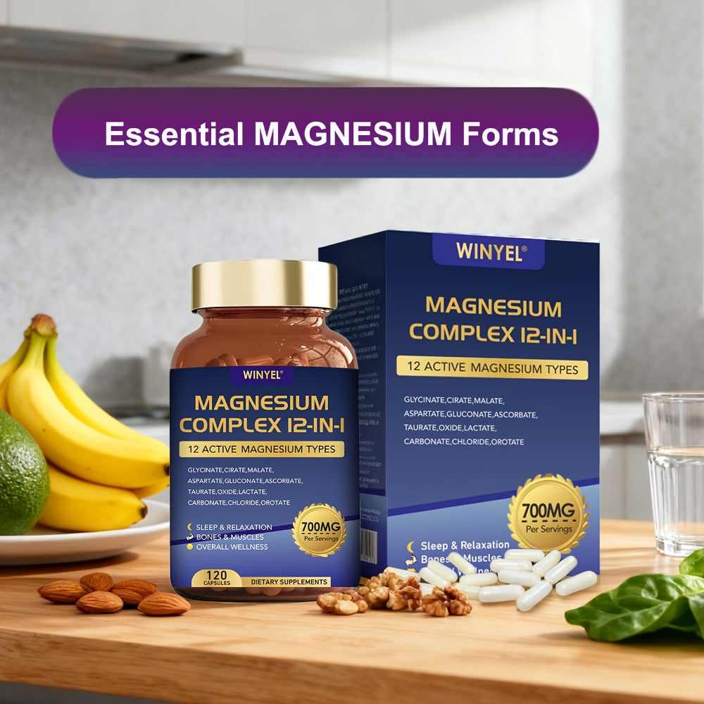 Magnesium Complex 700mg 12-in-1 120 Capsules with Glycinate, Citrate, Malate & Taurine for Sleep, Mood, Nerve, Heart & Muscle Function Support for Men & Women - product image 11