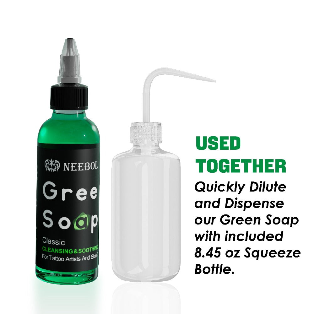 Tattoo Green Soap Concentrated Cleaning Solution 8.5oz with Squeeze Bottle Skin Prep Before During & After Tattooing Moisturizing Balm Lint-Free Wipes for Artists & PMU - product image 4