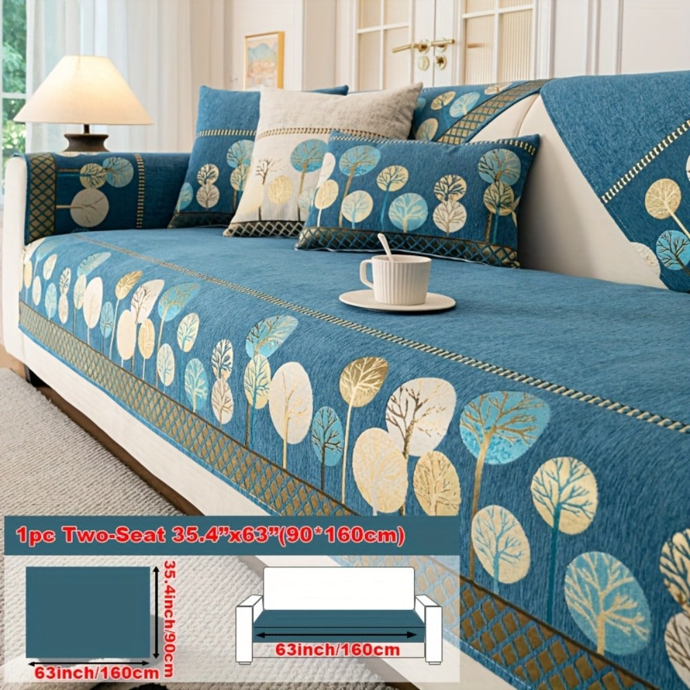 Sofa Couch Cover Light Luxury Geometric Embroidery 1pc - Knit Anti-Slip Four Seasons Universal Pet Friendly Furniture Protection Slipcover | Grey Blue White | Single 2-Seat Living  - product image 11