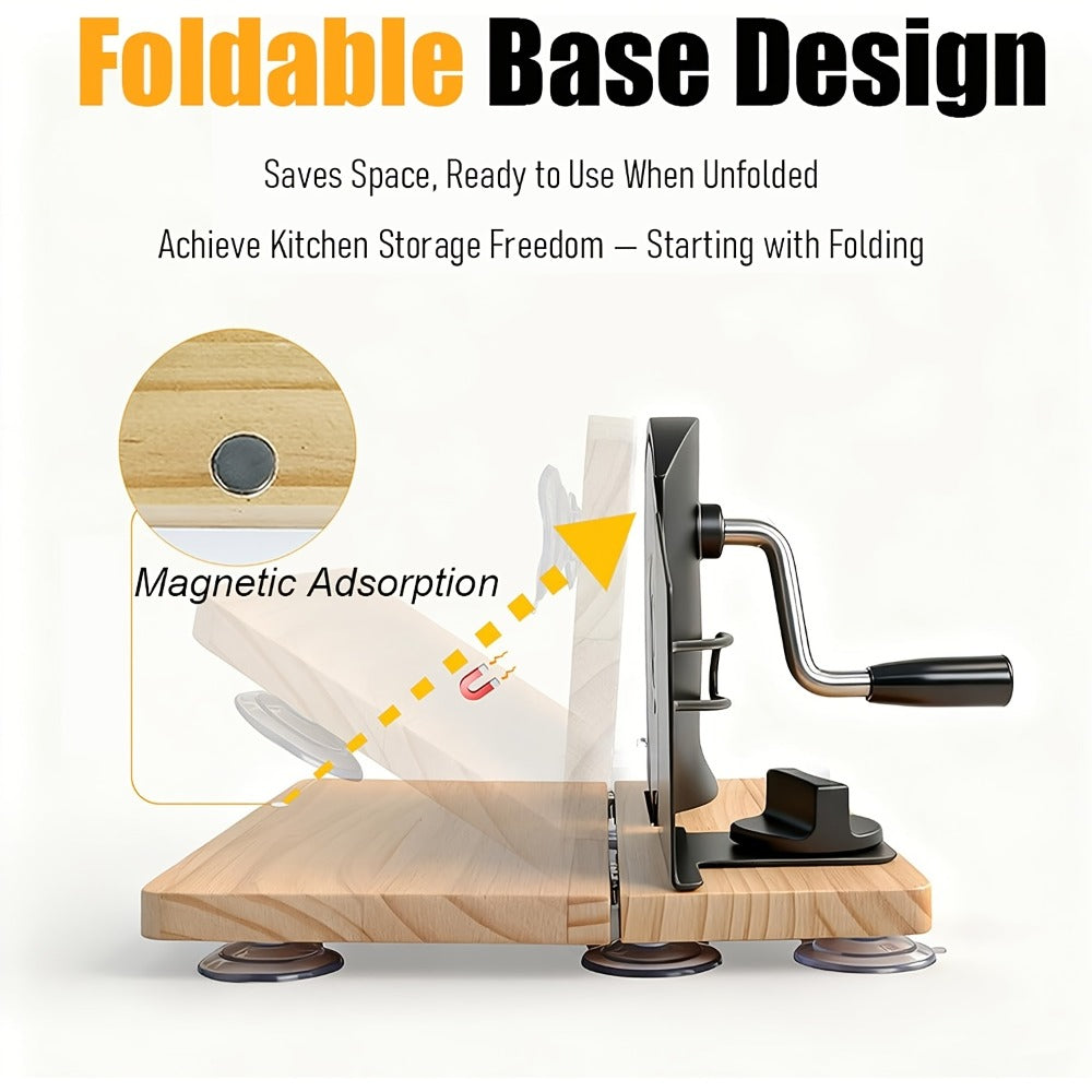 Bread Slicer Manual Adjustable Thickness Uniform Slices Hand Crank Serrated Blade Suction Base Measurement Markings for Sourdough Artisan Homemade Bread Loaf - product image 3