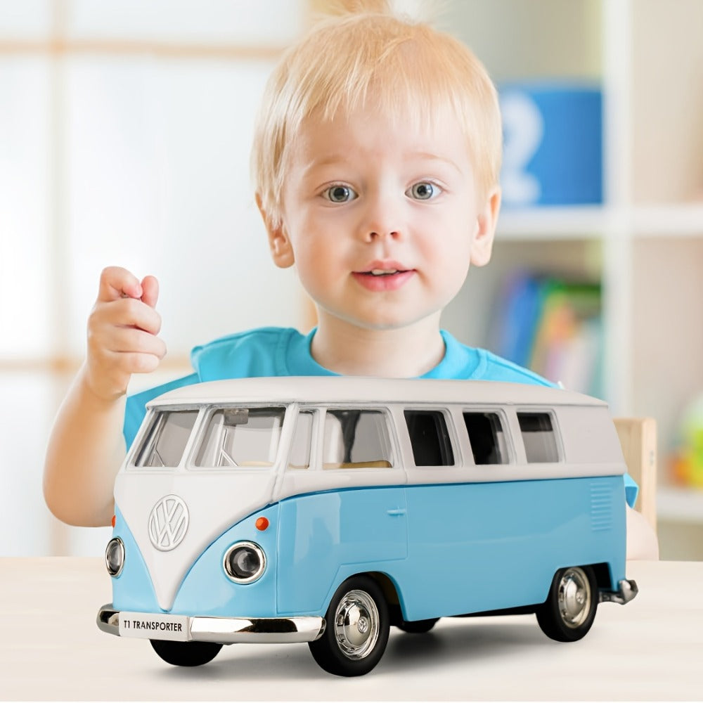 Volkswagen T1 Bus Diecast Model Car 1:36 Scale Zinc Alloy Pullback | Collectible Toy Car Gift for Boys Girls | Vintage Blue & White, Detailed Interior - product image 3