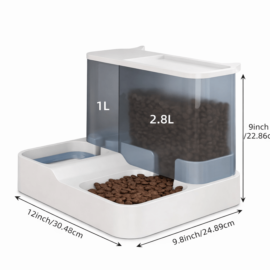 2.8L Food Container + 1L Water Tank, Dual Bowl Automatic Feeding Station, No Electricity, Visible Storage for Small & Medium Dogs – Gravity Dog Feeder - product image 4