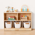 Rubber Wood 5-Compartment Bookshelf 35.4" – 2-Tier Wooden Storage Cabinet for Classroom, Playroom & Preschool | Kids Book Organizer Shelf for Daycare, Bedroom & Living Room | 5-Sec - product image 9