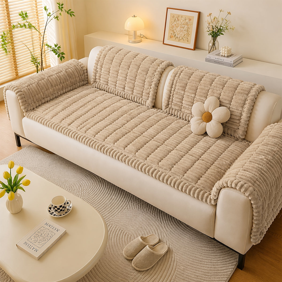 1pc Soft Quilted Thick Sofa Cushion, Bohemian Style Removable Machine Washable Sofa Protector, All Season Pet Friendly 1/2/3/4 Seater Split Sofa Cover - product image 28