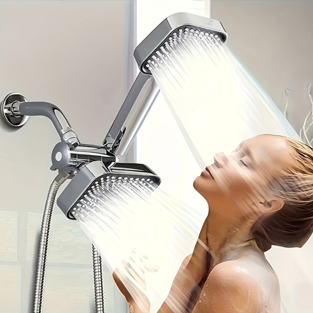 2-in-1 High Pressure Handheld Shower Head Set with Rain Showerhead – Long Hose T-Valve ABS Wall Mount Bathroom Upgrade - product image