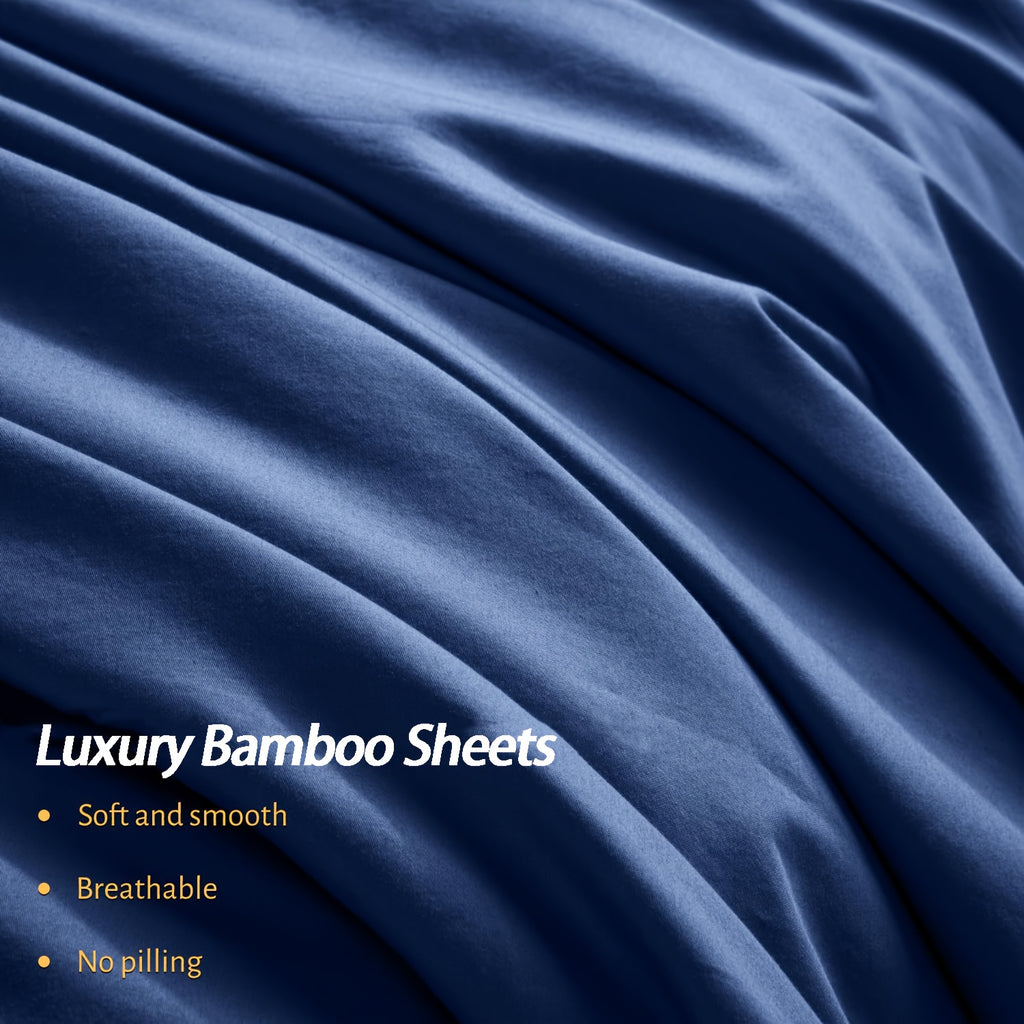 Extra Deep Pocket Bamboo Sheets - 6 pcs Breathable & Cooling Bamboo Bed Sheet Set, Hotel Luxury Fitted Sheet Set, Soft Wrinkle-Free for Extra Deep Mattresses - product image 8