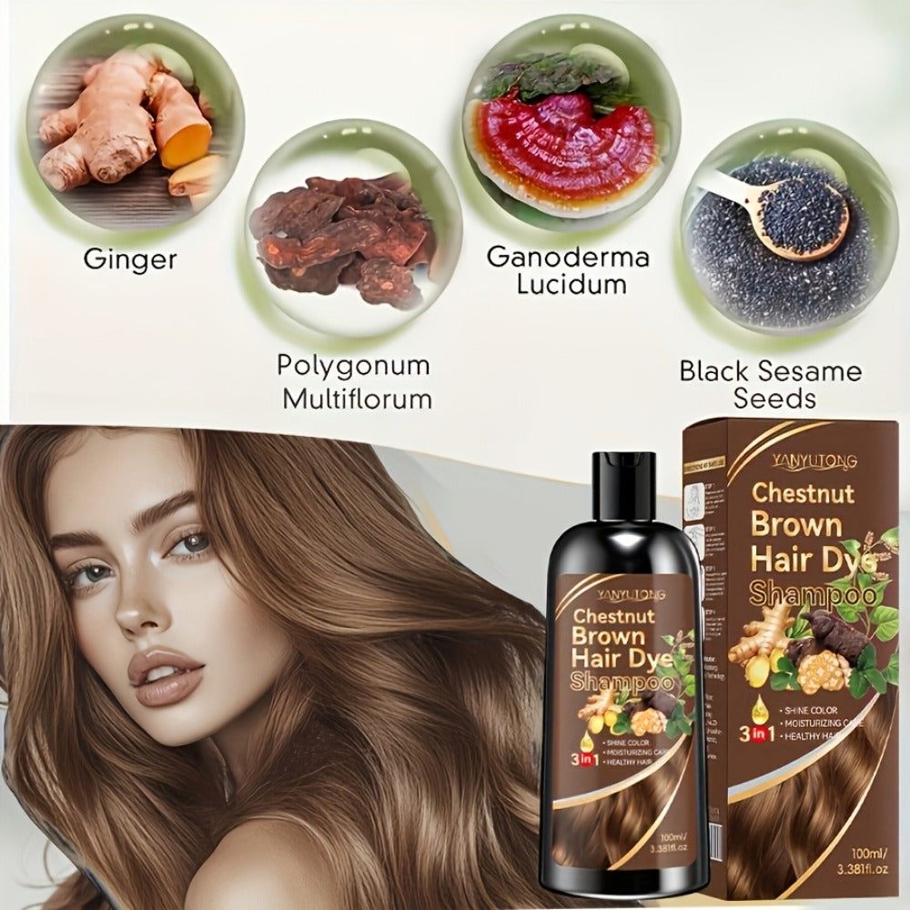 Hair Dye Shampoo Natural Plant Pigments – Fast Gray Hair Coverage in 1 Wash | 3.38oz Travel Size | Black Brown Chestnut Brown | Gentle Moisturizing Color Shampoo for Women & Men - product image 9
