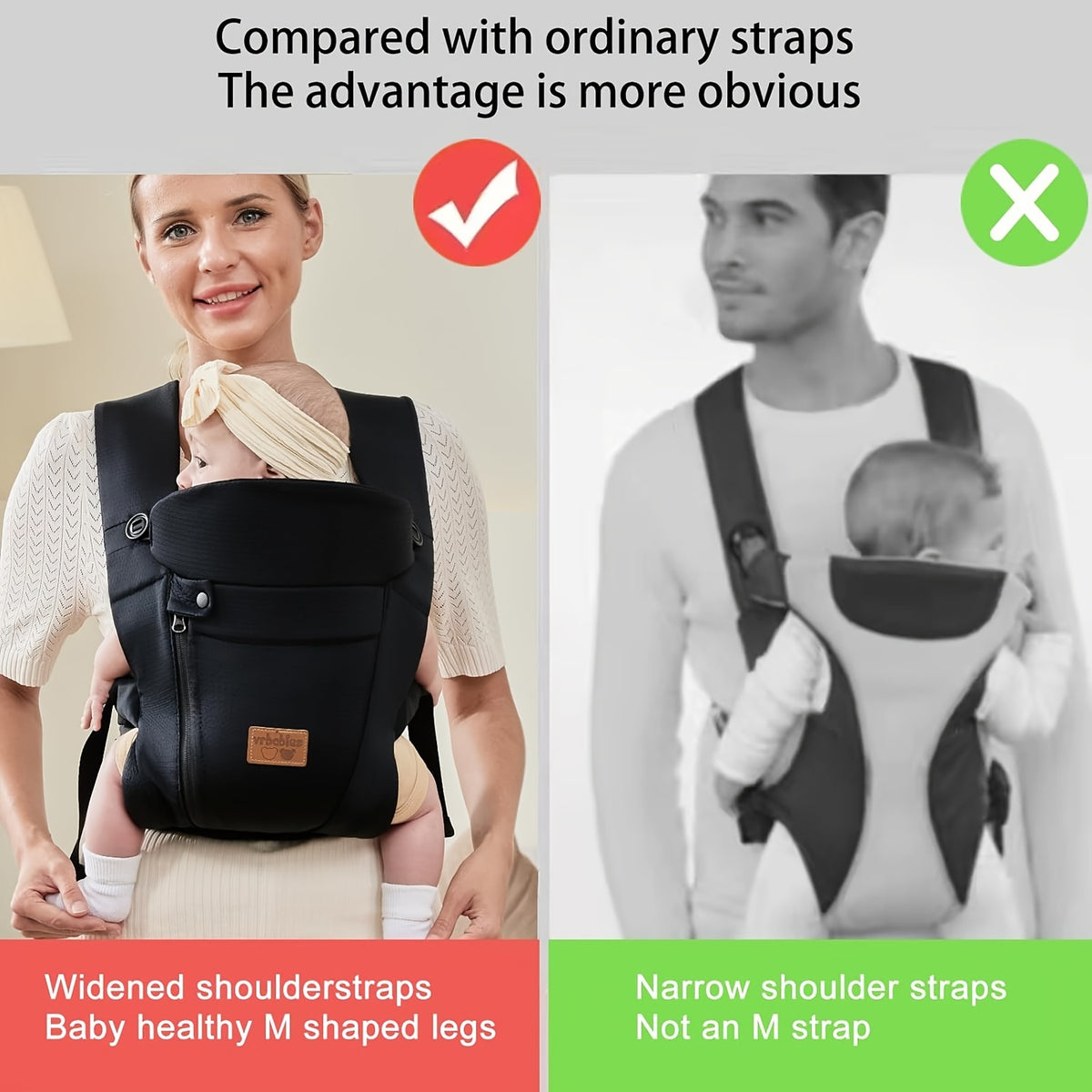 Vrbabies New Ergonomic Baby Carrier Newborn Toddler Wrap Carrier Hands Free Baby Sitting Support Sling Breathable Perfect for Infants Chest Sling for Babies - product image 7