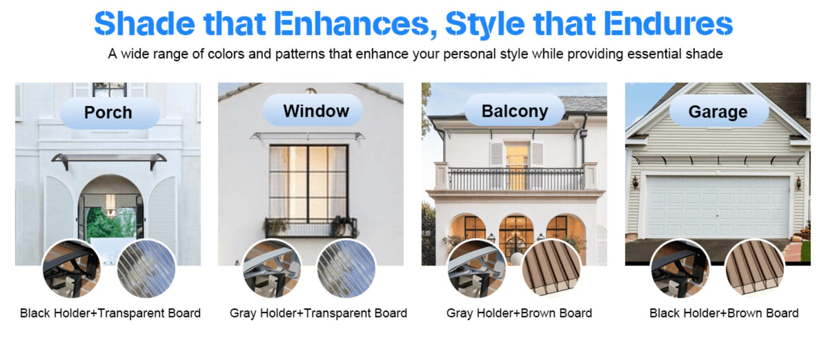 Window Awning Door Canopy Polycarbonate Overhang – UPF 50+ UV & Rain Protection, Leak-Proof Hollow Sheet, Weather-Resistant Outdoor Patio Awning for Doorways, Windows, Storefronts  - product image 29