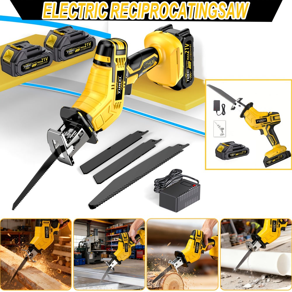 Cordless Reciprocating Saw - Electric Reciprocating Saw with Safety Lock, Large Capacity Battery & Charger, Variable Speed for Wood, Metal & Demolition Cutting, DIY Home Renovation - product image