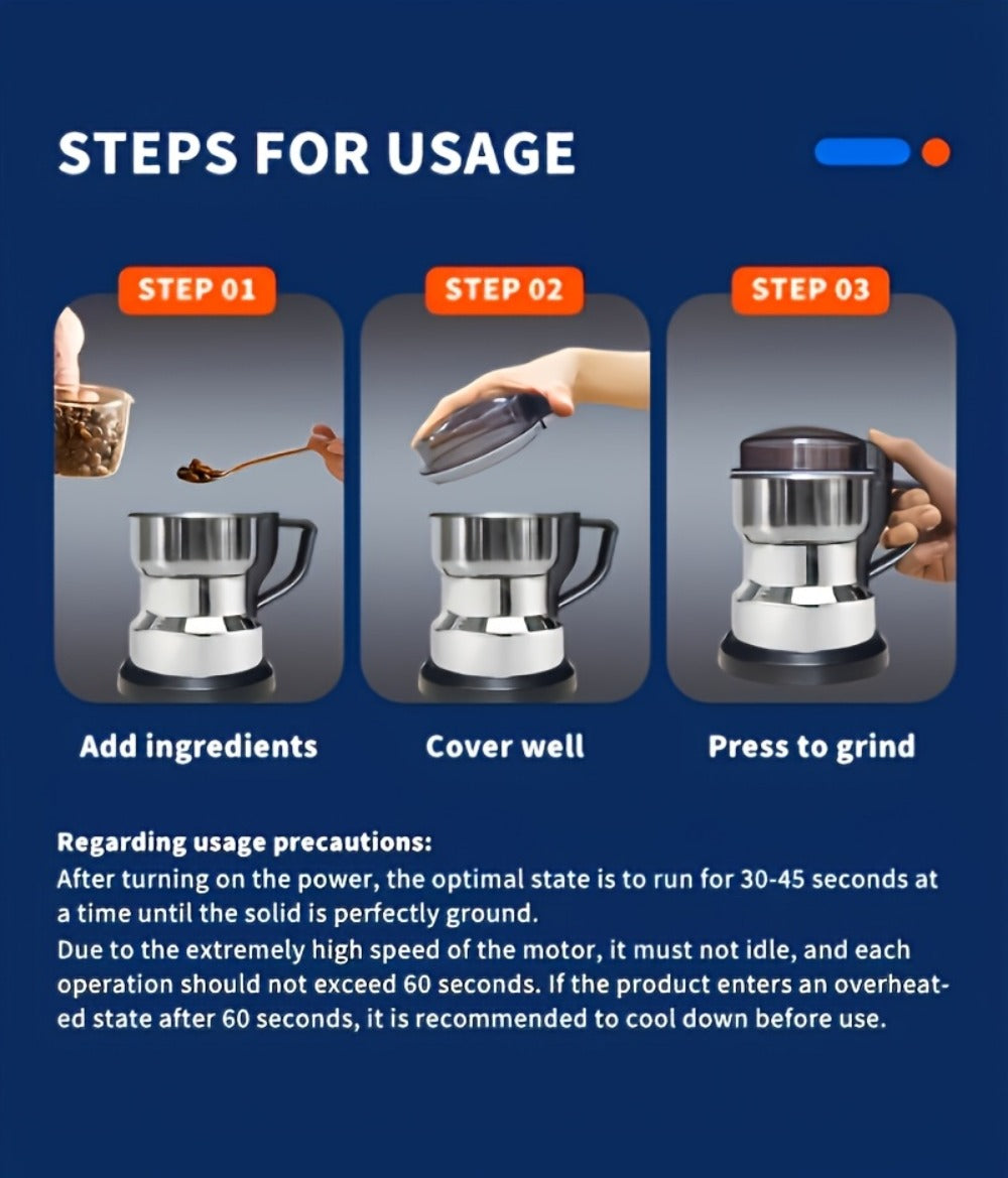 Electric Coffee Grinder 400ml 14oz 4-Blade Stainless Steel 10 Second Quick Grinding for Coffee Beans Spices Nuts Grains Dry Wet Dual Purpose Food Processor 25000 RPM - product image 21