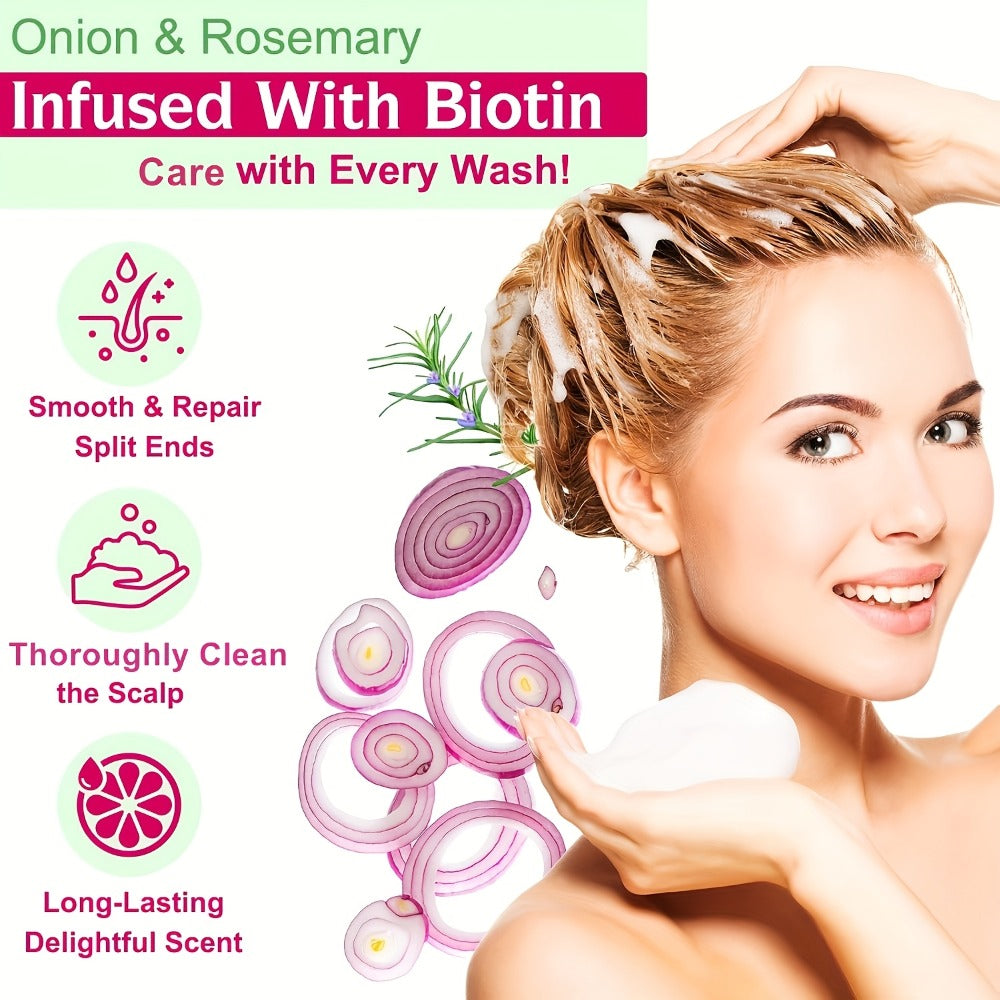 Onion Biotin Shampoo and Conditioner Set — Rosemary & Jojoba Oil, Anti-Dandruff, Strengthening & Nourishing for Dry Rough Damaged Hair, Promotes Hair Growth, Smoothing Formula, Men - product image 5