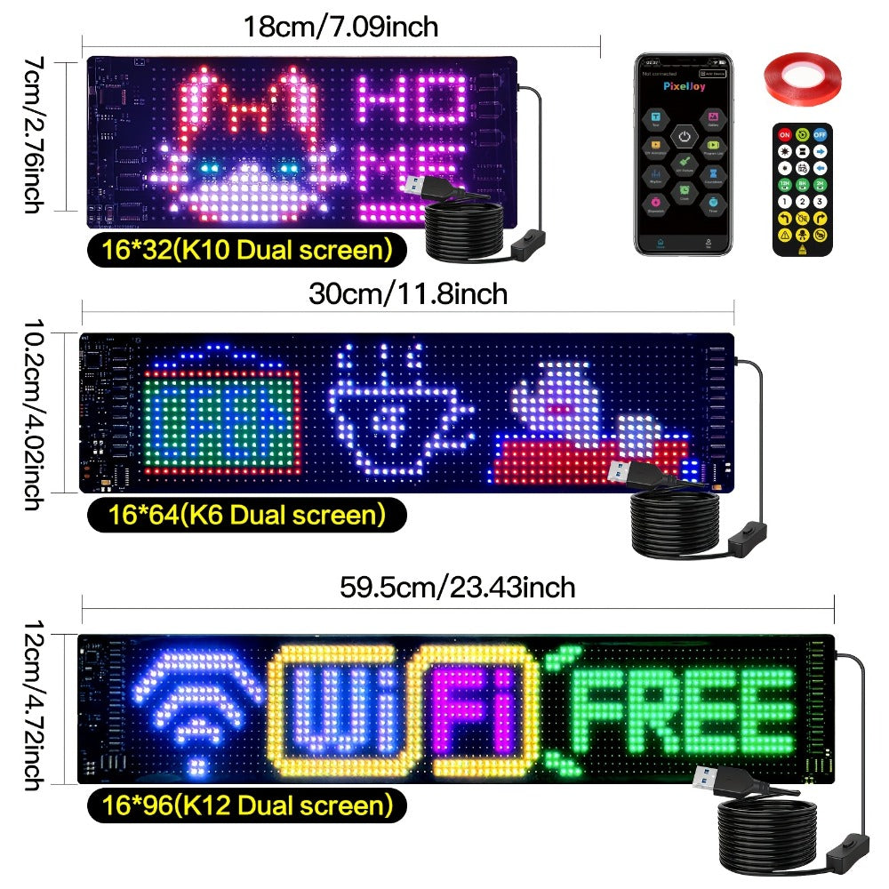 Programmable LED Sign Flexible Matrix Panel – App & USB Control, RGB Multicolor, Music Sync, Text & Animation Display for Indoor Shop, Party & Event Decoration (16×32 to 16×192) - product image 2