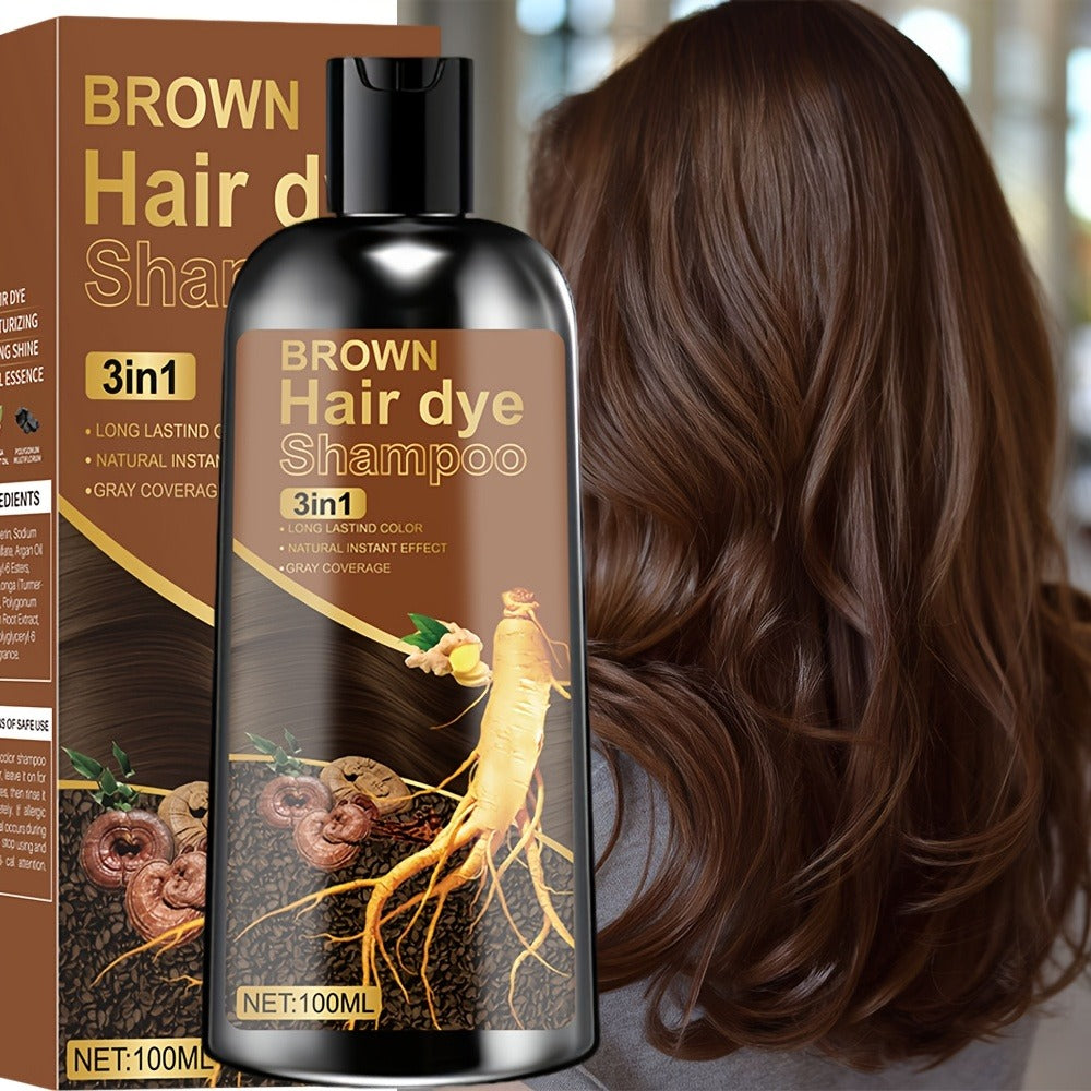 Plant Extract Hair Coloring Shampoo 100ml 3.38oz | Deep Moisturizing Scalp-Safe Gray & White Hair Coverage | Long-Lasting Botanical Color | Black Brown Chestnut Brown for Men & Wom - product image 6