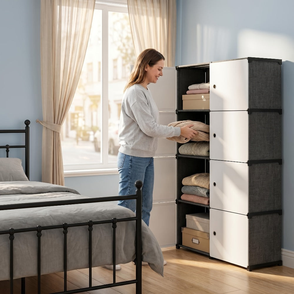 Modular Storage Cabinet with Magnetic Door, 3-Tier & 4-Tier Closet Organizer, Large Capacity Wardrobe Storage Unit, Dust-Proof Odor-Free Stackable Shelves, Easy Assembly for Bedroo - product image 11