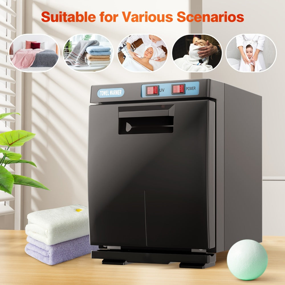 UV Hot Towel Warmer Cabinet 1.32 Gal 2-in-1 Heating & UV Sterilization — Freestanding Professional Spa Heater for Salon, Barber, Esthetician, Gym, Hotel & Home, Black & White - product image 3