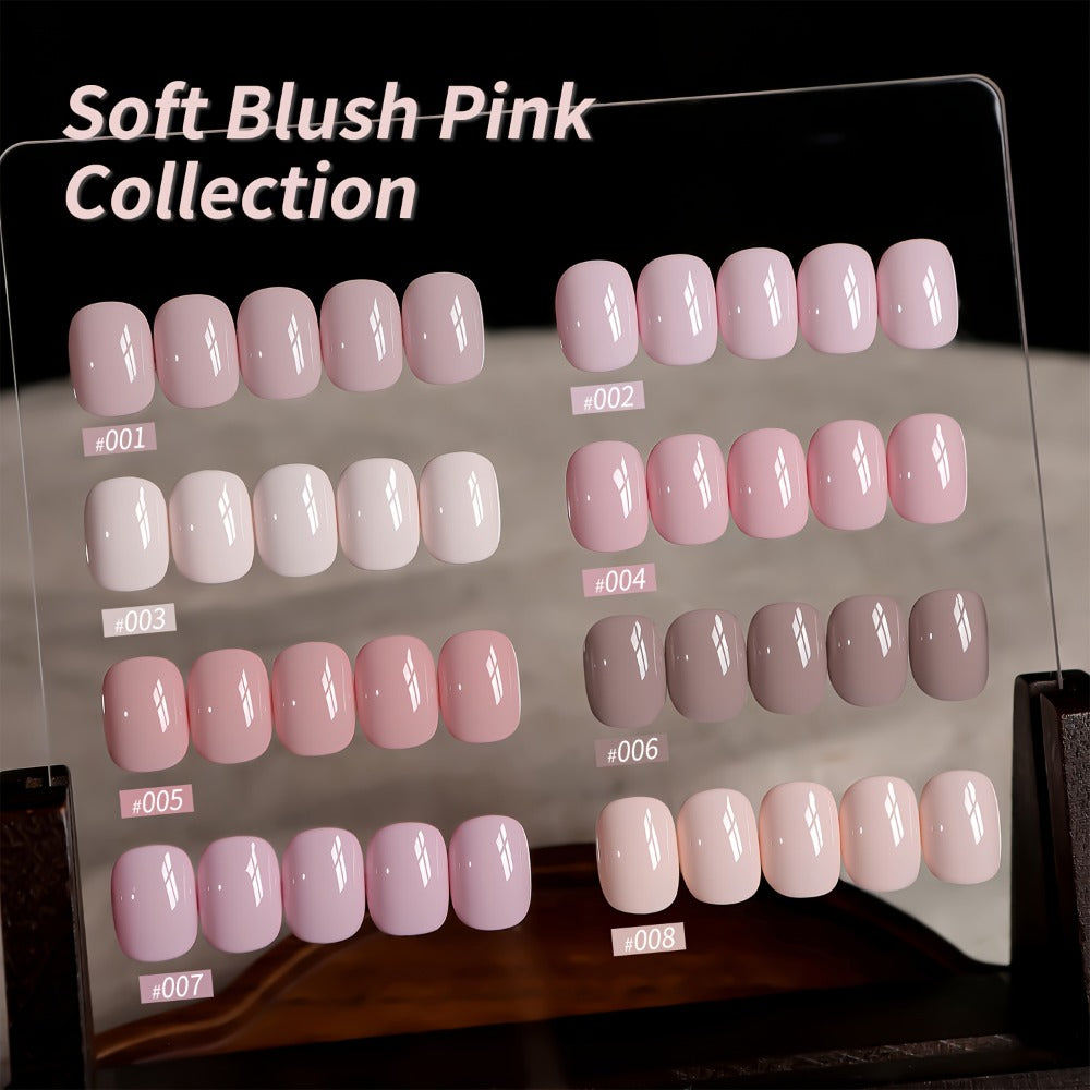 Gel Nail Polish Set 8 Colors Semi-Permanent Soak-Off LED Cure Long-Lasting Manicure Kit - 0.51oz Each Bottle Gentle Pink Shades 001-008 DIY Home Salon Nail Art Gift for Women - product image 3