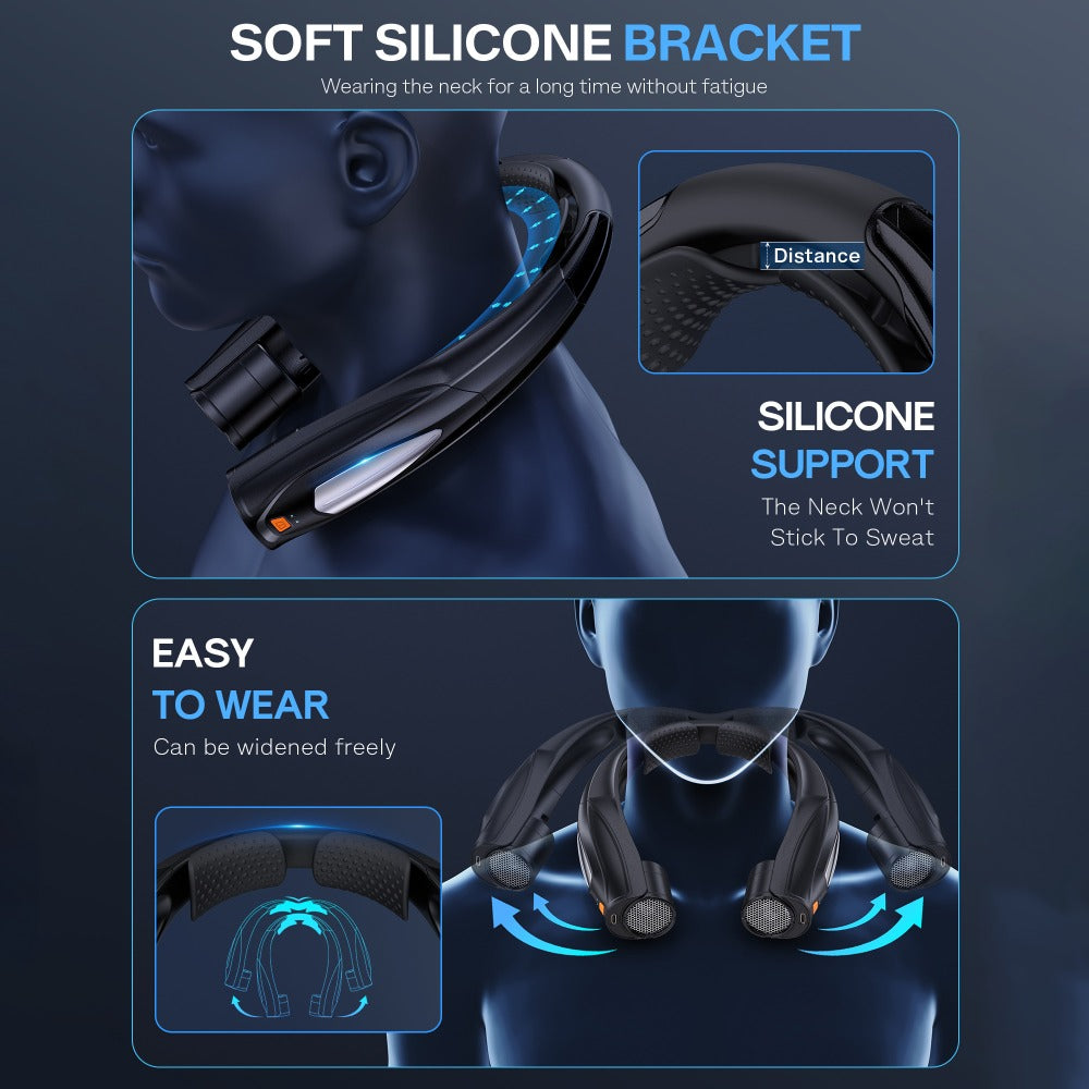 Neck Fan Wearable Bladeless Neckband Fan 3000mAh Dual Battery 6 to 20 Hours Battery Life Dual Wind Speeds Super Quiet Brushless Motor USB Charging Soft Silicone Strap for Work Trav - product image 8