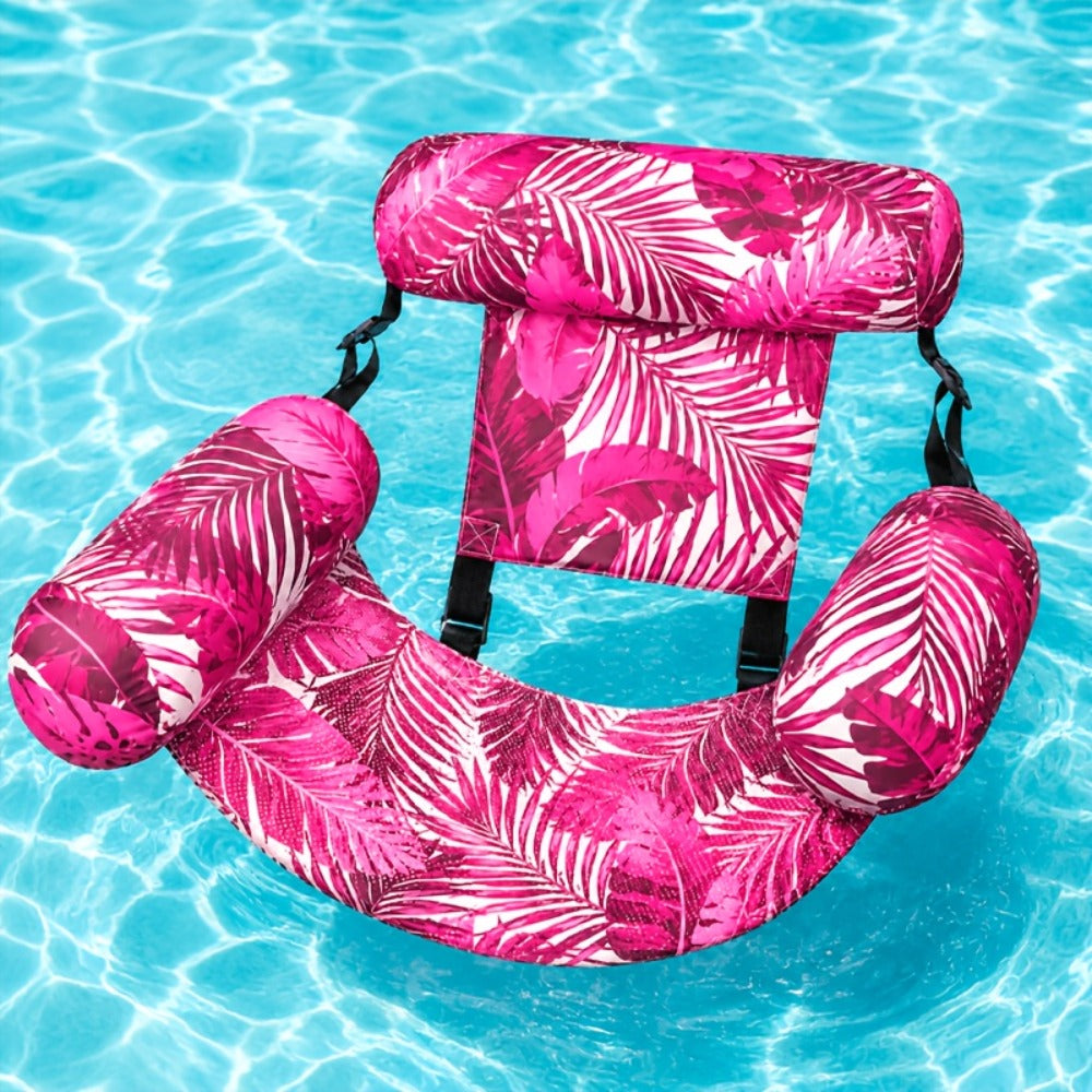 Tropical Leaf Inflatable Pool Float Lounger for Adults | Hammock Chair with Adjustable Back & Head Support, Buoyant Pillow, Fabric Cover, Pool Lake Beach - product image 7