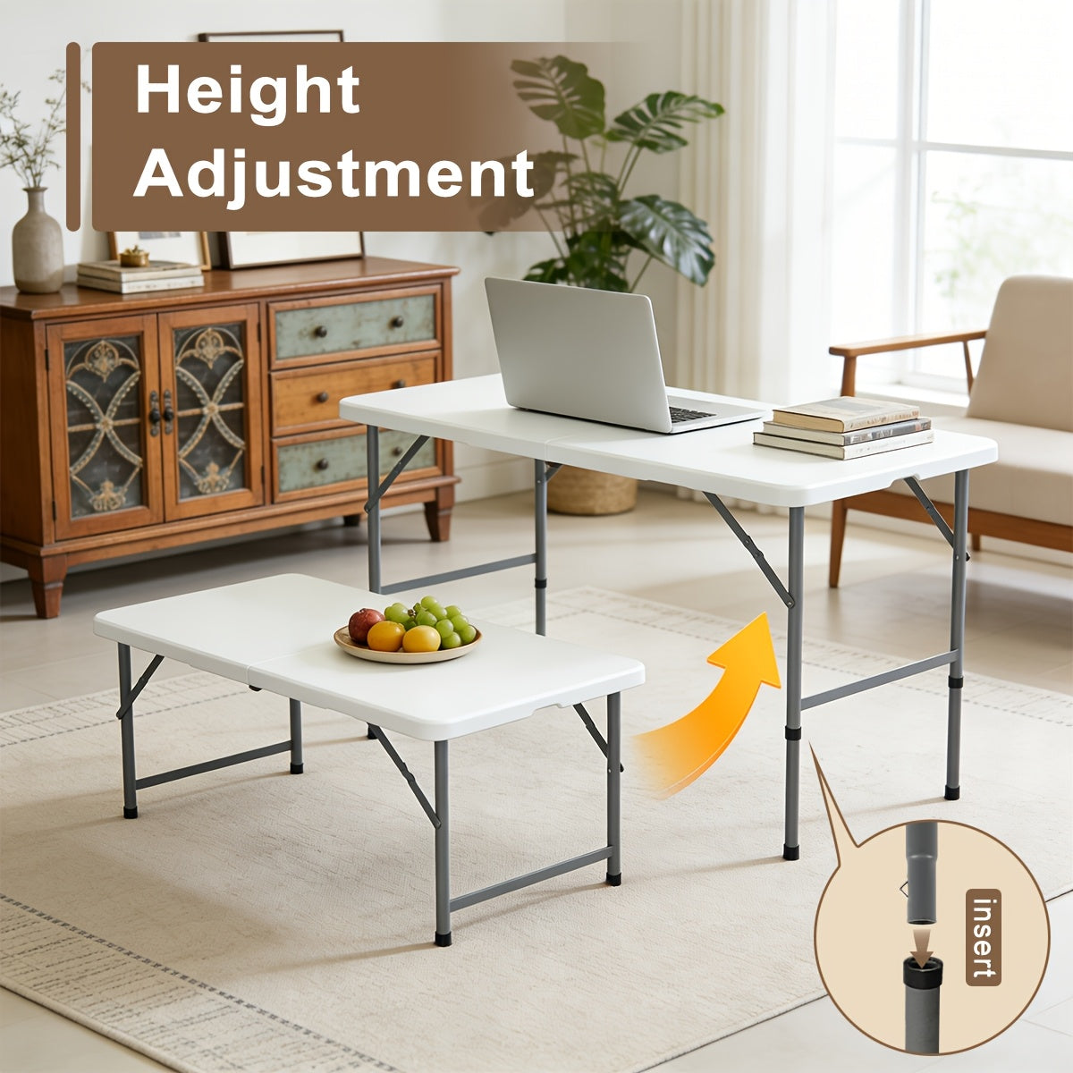 Folding Picnic Table Travel-friendly Plastic Camping Table Indoor Outdoor with Carrying Handle Lock 4FT 6FT Featherlight Fold Up Dining Table for Camping - product image 5