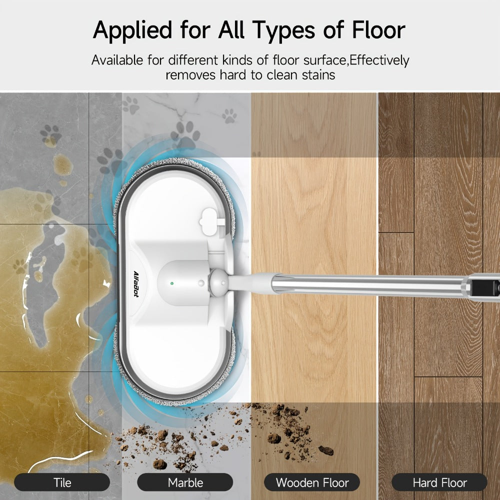 Cordless Electric Spin Mop with LED Headlight & Sprayer, 50-Min Runtime 6oz Water Tank, Lightweight Floor Scrubber for Hardwood Tile Laminate Floors - product image 8