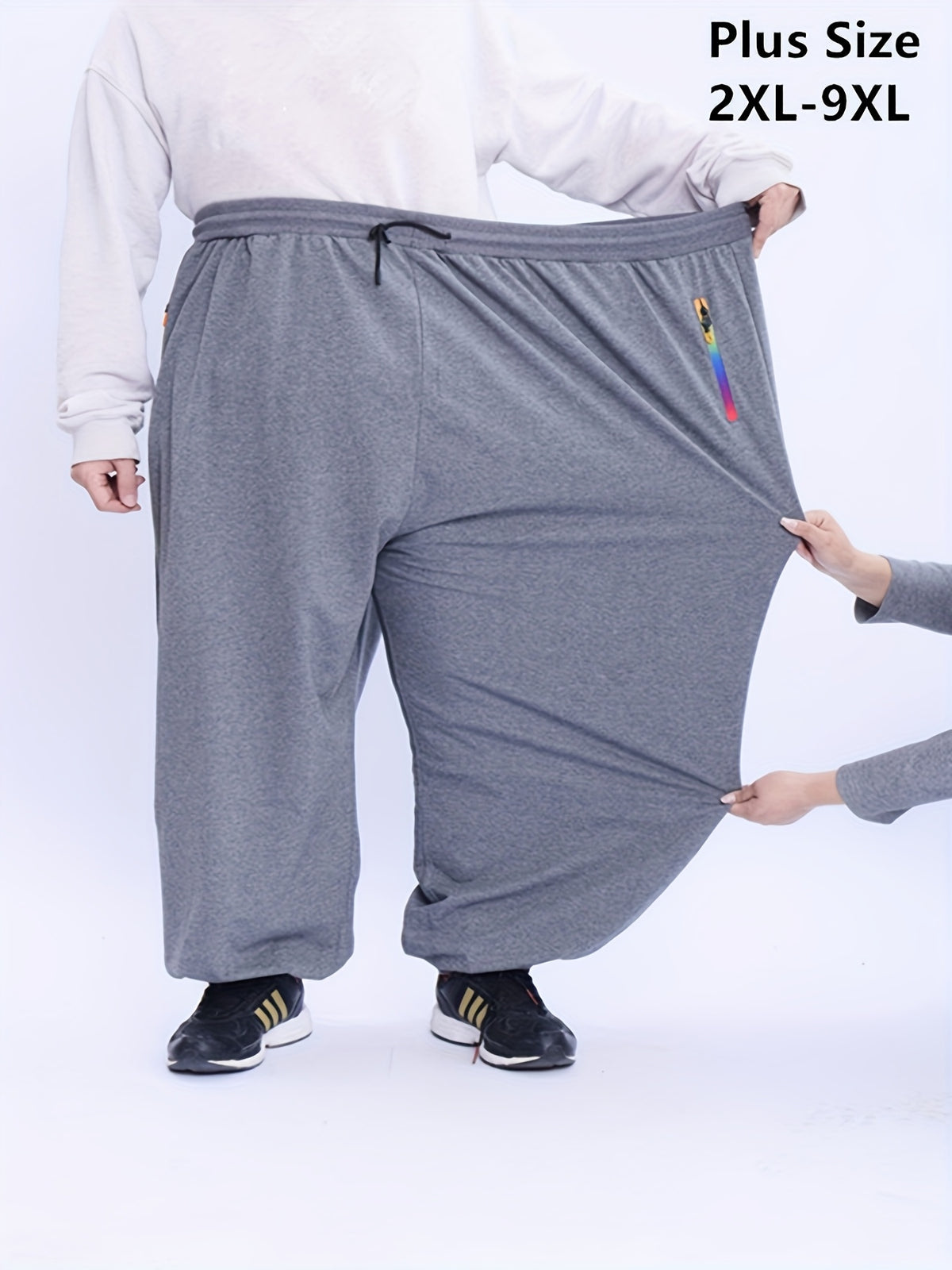Men's Plus Size Casual Sports Trousers 2XL-9XL - Loose Fit, High Stretch, Zipper Closure, All-Season Comfort, Weekend Casual Attire, Casual Sports Apparel - product image 2