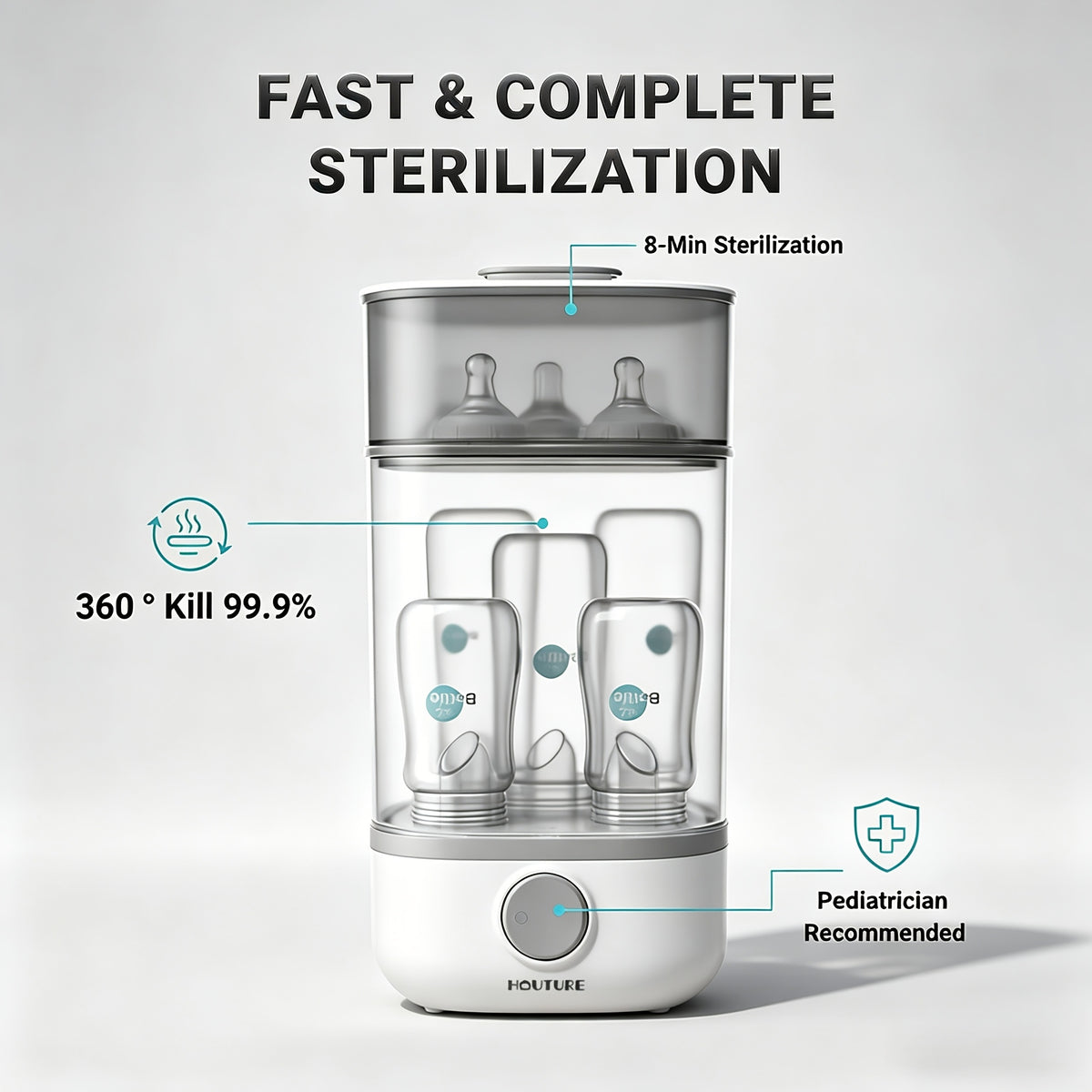Bottle Sterilizer, Baby Bottle Sterilizer, Steam Sterilizer 99.9% Sterility, One-Button Operation Bpa-Free, Sterilizer for Baby Items, Newborn Baby Essentials - product image 4
