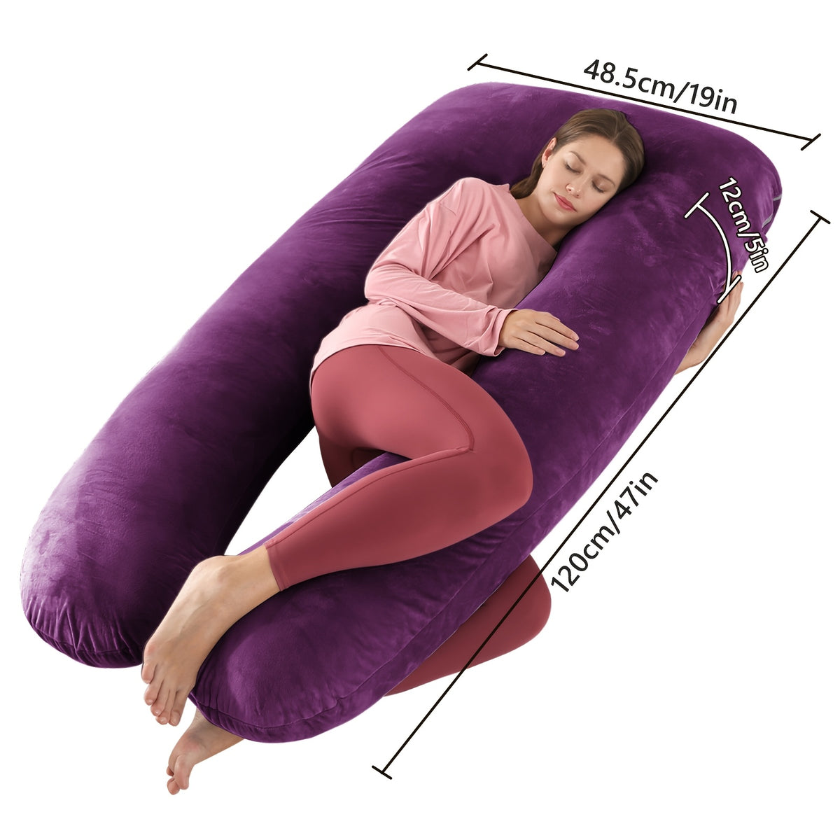 U-Shaped Maternity Pillow for Back, Neck, and Leg Support – Soft, Portable, and Comfortable Polyester Pregnancy Pillow for Expecting Moms, Hand Wash or Dry - product image 2