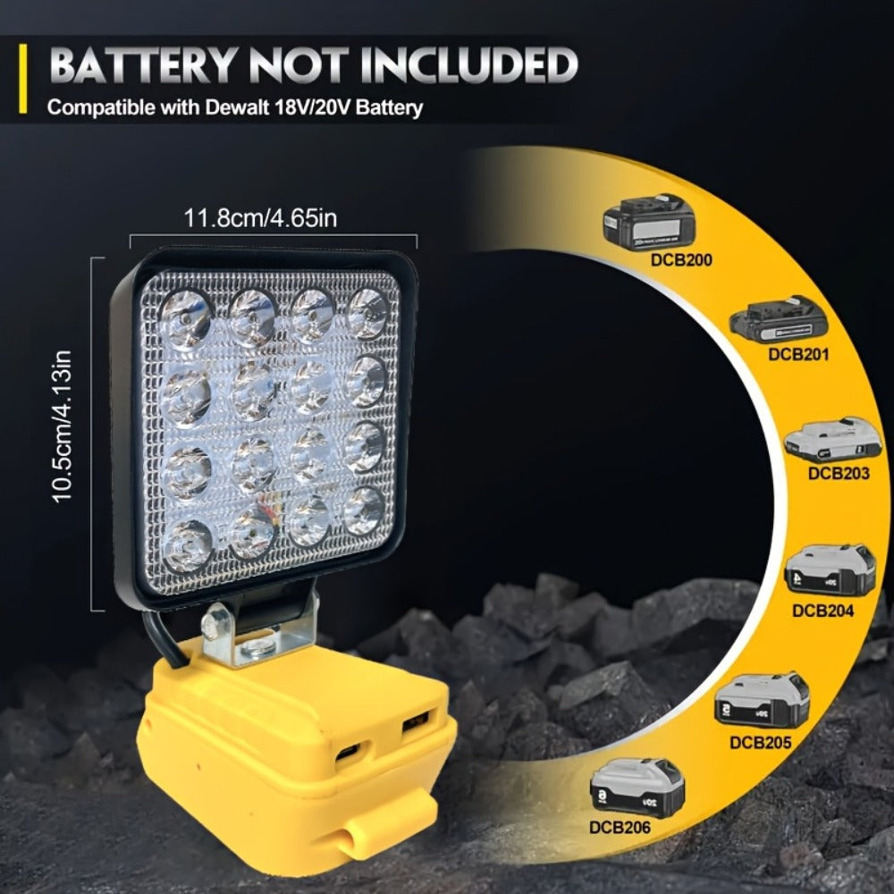 LED Work Light Compatible with DeWalt 20V Battery - 18W/84W Adjustable Floodlight, 4/8 Inch Portable Jobsite Light with USB & Type-C Ports, Angle Adjustable for Camping Automotive  - product image 10