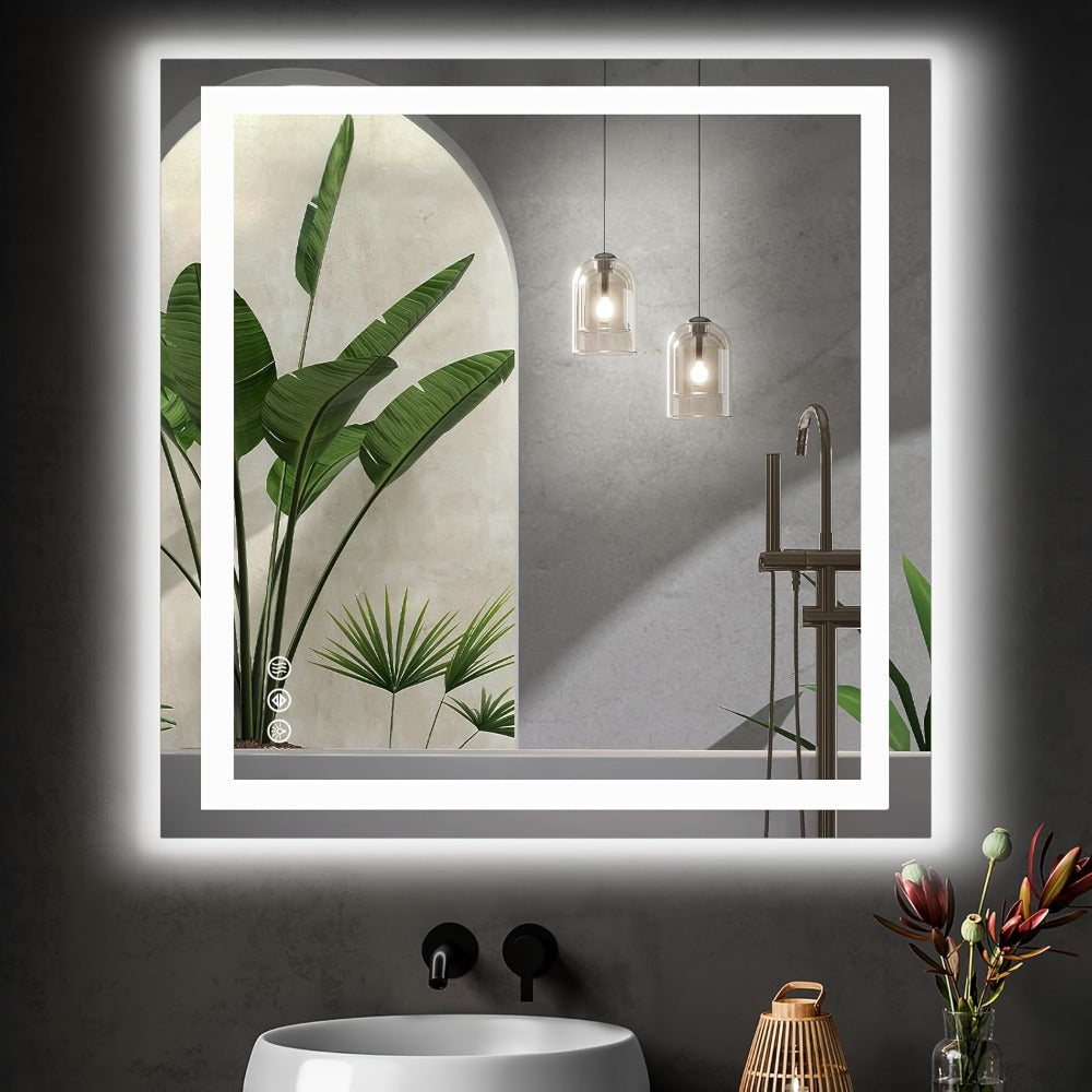 LED Bathroom Mirror with Anti-Fog – Dimmable Vanity Mirror, 3 Color Lighting Modes, Dual Light Source, Wall Mounted Horizontal or Vertical, Tempered Glass, Multiple Sizes - product image 12