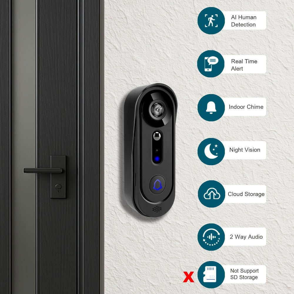 Video Doorbell Camera 1080P HD Wireless with Night Vision, Motion Detection, Two-Way Audio, Indoor Chime & Cloud Storage – 5200mAh Battery, 166° Wide Angle, 2.4GHz WiFi Smart Door  - product image 3