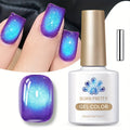 Cat Eye Magnetic Gel Nail Polish 10ml - Blueberry Glitter Purple Blue Glass Bead Sparkling Effect, UV LED Semi-Permanent Gel Varnish with Magnetic Stick, DIY Salon Nail Art - product image 15