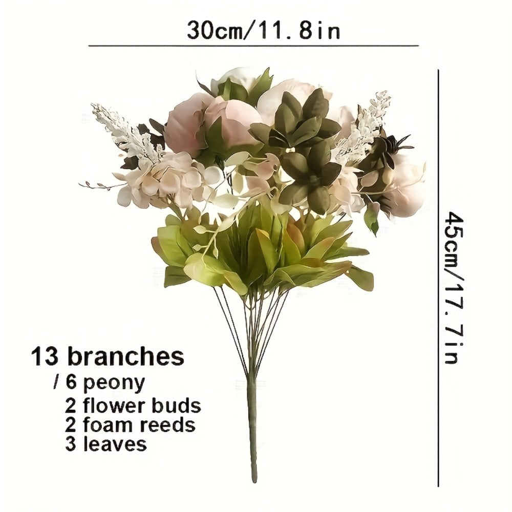 Faux Peonies Hydrangeas Artificial Flowers Vintage Silk Bouquet - Pink Green Mix Floral Centerpiece for Bridal Wedding Home Table Decor Rustic Farmhouse Arrangement - product image 11