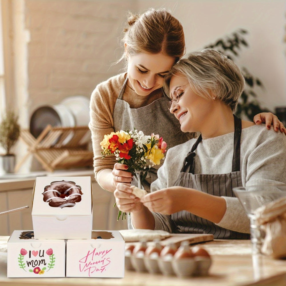 Bakery Boxes with Window 150 Pack White 4x4x2.5 Inch 3 Styles Treat Boxes for Cake Macarons Donuts Dessert Party Favor Wedding Gift Packaging - product image 5