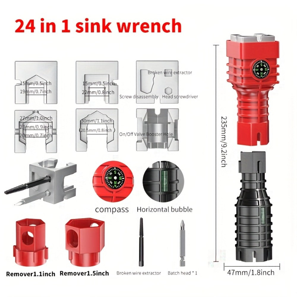 Sink Wrench Kit 18-in-1 Plumbing Tool Set - Universal Faucet Basin Wrench for Tight Spaces, Non-Slip Ergonomic Handle, Pipeline Maintenance Tool for Kitchen, Bathroom & Emergency P - product image 11