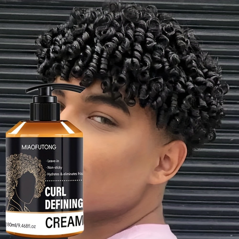 Men's Curl Defining Cream Leave-In Styler with Moroccan Argan Oil Coconut Oil & Shea Butter — Frizz-Free Bouncy Waves Long-Lasting Hold for Curly Wavy Coily Hair 280ml - product image 7