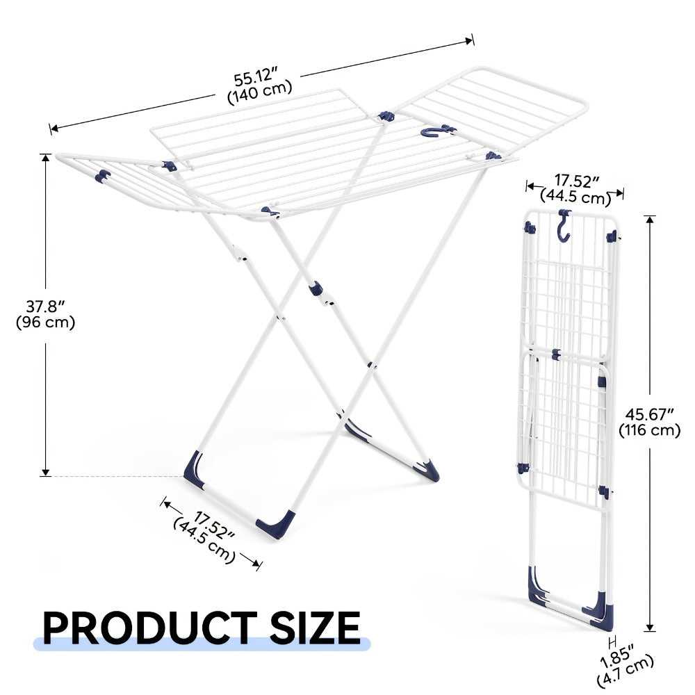 Clothes Drying Rack Foldable 4-Wing Large Capacity Metal Laundry Rack Free Standing Indoor Outdoor Space Saving Airer 55x38 In - product image 4