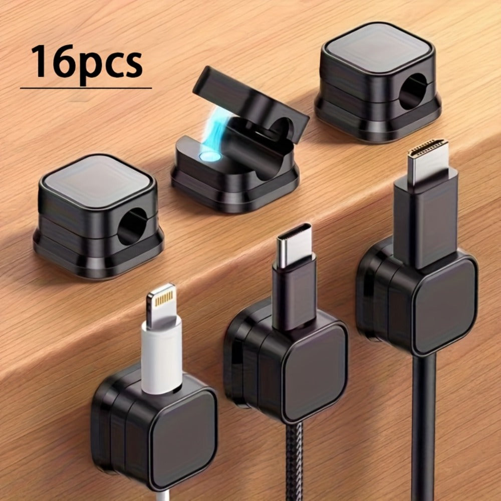Magnetic Cable Organizer Clips 16 Pack Self-Adhesive No-Drill Cable Management Holder for Desk Wall Home Office Adjustable Wire Cord Organizer Set - product image