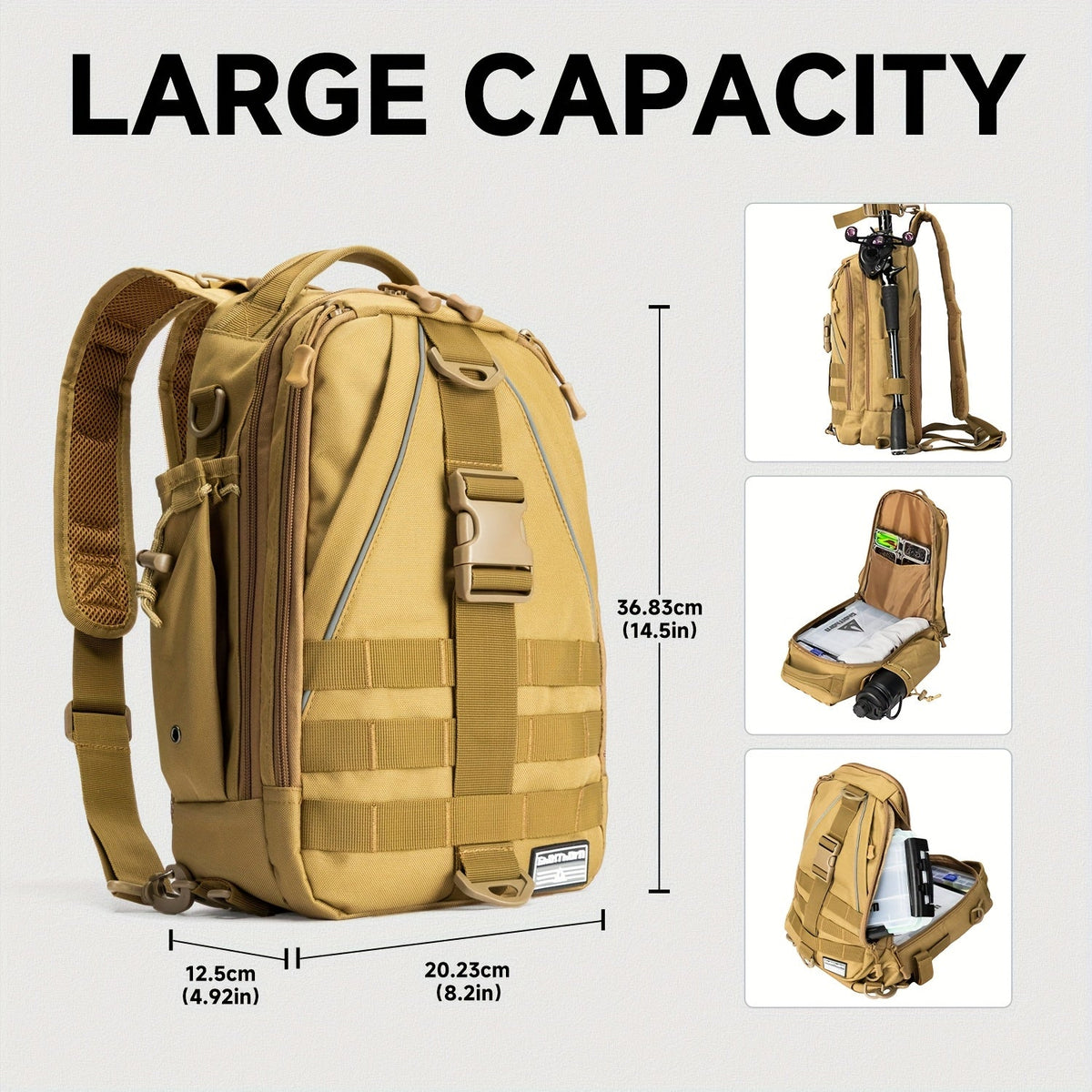 Waterproof Fishing Backpack Tackle Sling Bag | Rod Holder Daypack for Shore, Kayak & Fly Fishing | Men Women Outdoor Gear