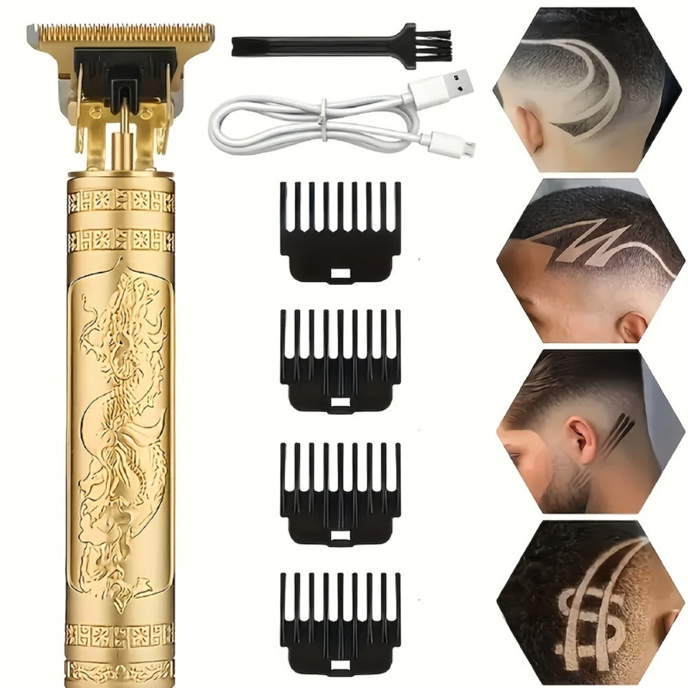 Beard Trimmer for Men USB Rechargeable Zero Contour Precision Edger Lithium Battery — Hair Clipper with Limit Comb ABS Body for Beard Facial Hair Body Grooming, Gold Black Bronze H - product image 7