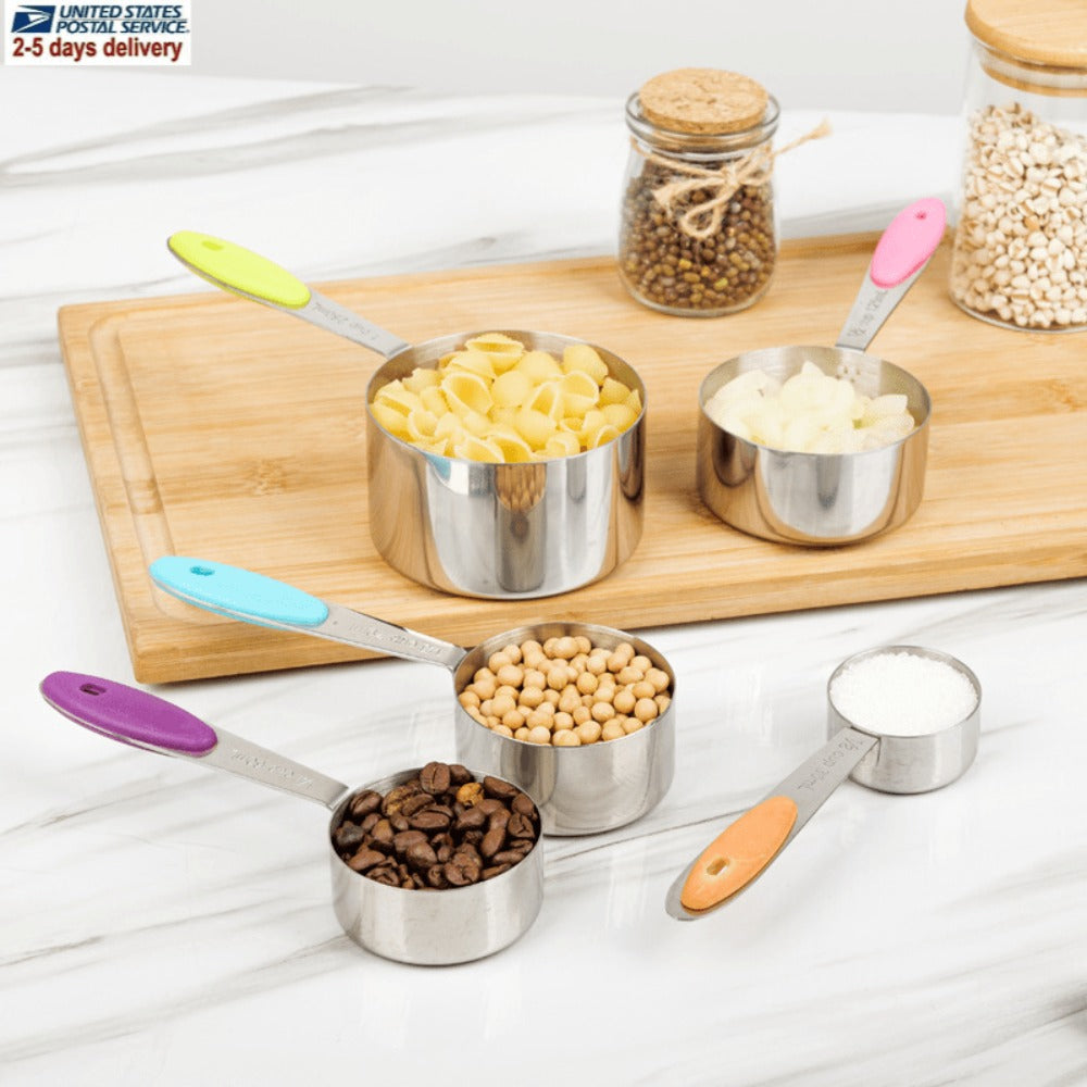 Stainless Steel Measuring Cups and Spoons Set 5pcs with Silicone Handle - Baking & Cooking Kitchen Measurement Tools - product image 8