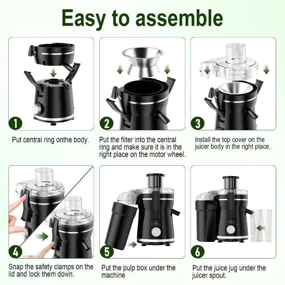 Centrifugal Juicer Machine 500W Wide 3" Feed Chute for Whole Fruits & Vegetables - Dual Speed, High Juice Yield, Stainless Steel, Dishwasher Safe Detachable Parts, Easy Clean Juice - product image 6
