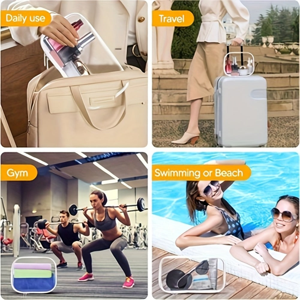 Clear Hard Shell Storage Bag Set 6Pcs Transparent Zippered Makeup Organizer Pouch Hard Plastic Pencil Case Travel Toiletry Bag Small Medium Large Sizes Multi-Purpose - product image 7