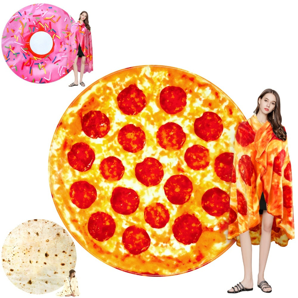 Food Print Flannel Throw Blanket - Funny Pizza Donut Pancakes Digital Print 250GSM Soft Cozy Lightweight All-Season Foodie Throw for Couch Sofa Bed Office Camping Travel - product image