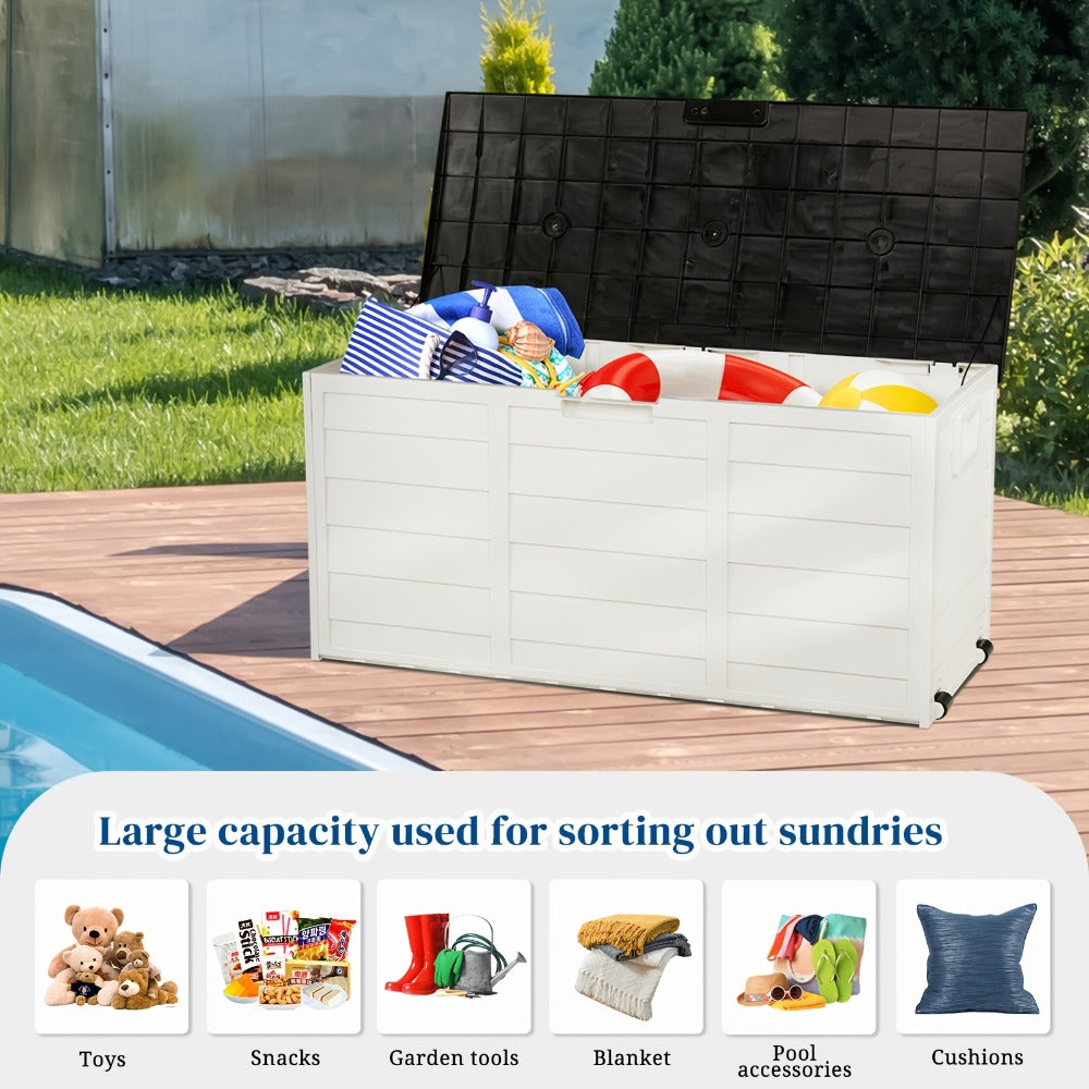75 Gallon Deck Box with Wheels – 284L Resin Outdoor Storage Box Lockable Plastic Container for Patio, Pool & Garden, 110 lbs Capacity, Multiple Colors, Weatherproof Outdoor Storage - product image 13