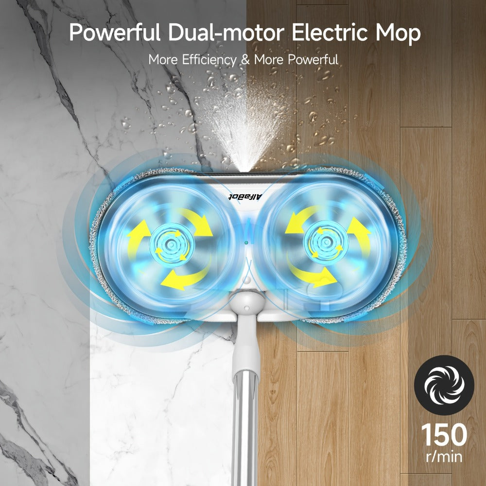 Cordless Electric Spin Mop with LED Headlight & Sprayer, 50-Min Runtime 6oz Water Tank, Lightweight Floor Scrubber for Hardwood Tile Laminate Floors - product image 2