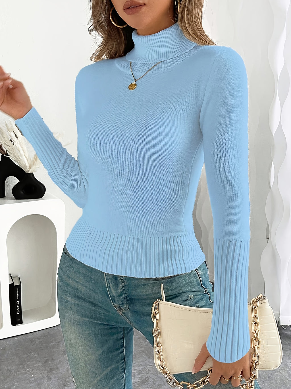 Lune's European and American Style High-Neck Thick Warm Inner Fitted Long-Sleeve Sweater, Perfect for Autumn and Winter - product image 21